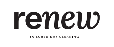 The logo displays the word "renew" in bold, lowercase letters, with the tagline "Tailored Dry Cleaning" written below in smaller uppercase letters.